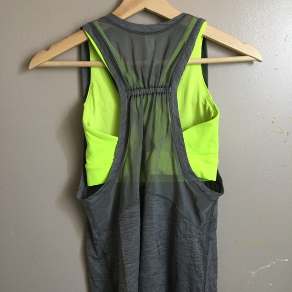 lululemon athletica Tops - Lululemon Neon/Gray Tank With Built In Bra (4)